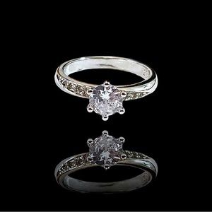 Engagement Ring Crystal Diamond Ring 925